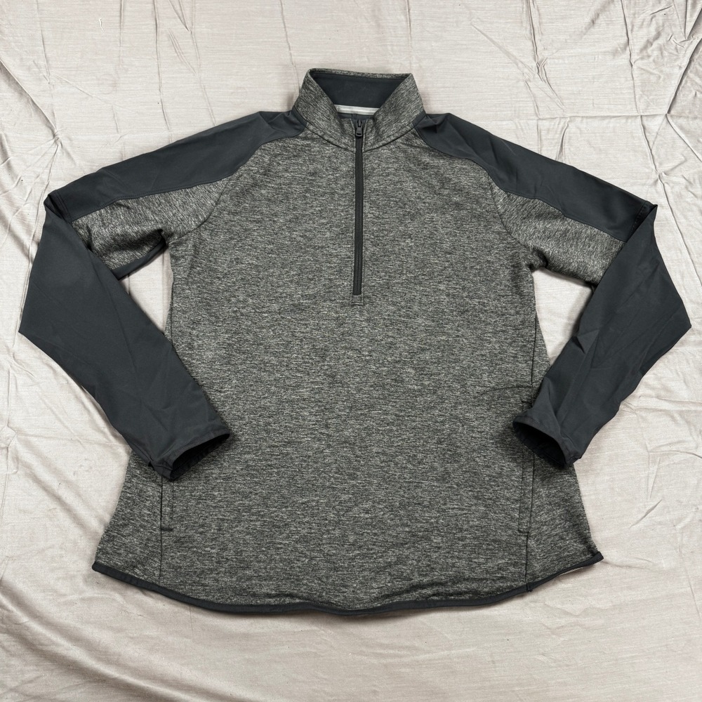 Under Armour ColdGear Mens XL 1/4 Zip Pullover Heathered Grey Black Loose Fit